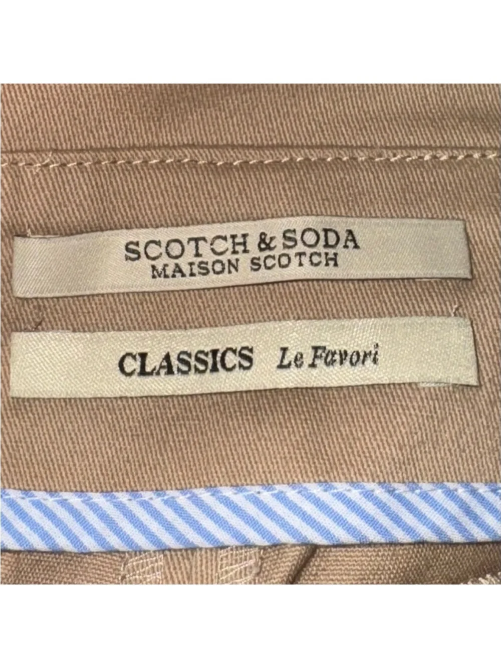 Scotch & Soda Maison Classics Le Favori Tan Khaki Belted Shorts Size XS
